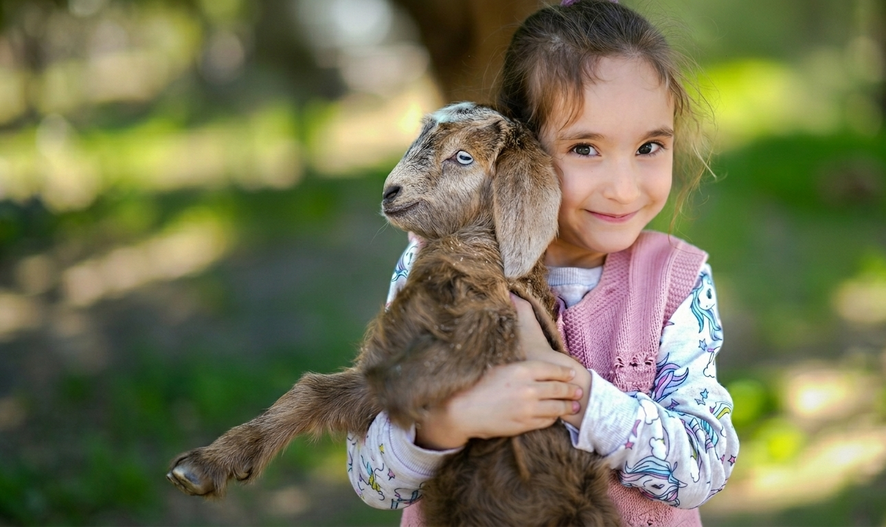 Girl with a goat